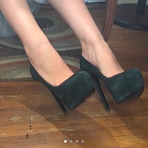 Green Suede Prada Pumps